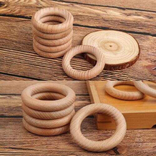 53mm/70mm Beech Wooden Baby Teething Rings Wooden Baby Teethers Baby Accessories For Baby Necklace Bracelet Making