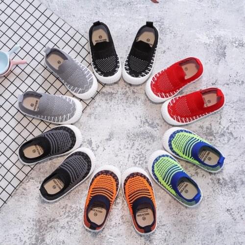 Kids Shoes Boys Girls Sneakers Candy Color Sock Shoes Slip-on Stretch Fabric Breathable Running Sport Children Sneaker Toddlers