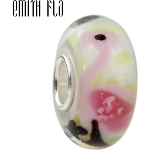 Emith Fla 100% 925 Sterling Silver Large Hole The Bonny Swans Charm Bead Fit European Bracelet Bangle Jewelry DIY Accessories