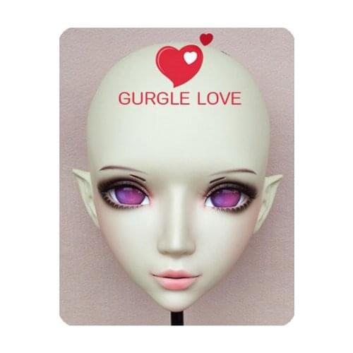 GL047) Sweet Girl Resin Half Head BJD Kigurumi Mask With Eyes Cosplay Anime Role Lolita Mask Crossdress Doll