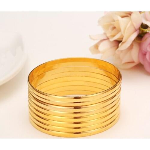 Bangrui Popular Smooth Copper Jewelry Gold Color Lover Bracelets & Bangles For Men Women Present