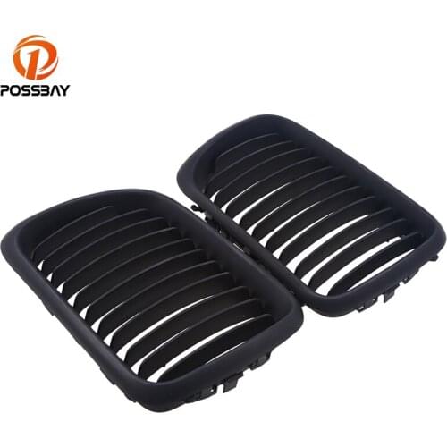 POSSBAY Matte Black Kidney Front Bumper Hoods Grille Grills for BMW 3-Series E36 323i/323ti/325i Sedan 1996-1998 Facelift