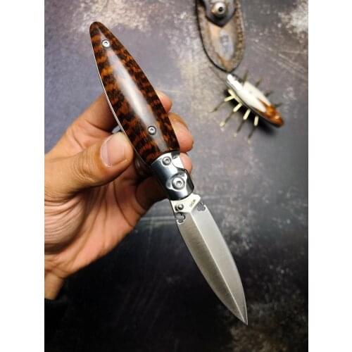 M390 Powder Steel Blade Pocket Knife Steel Head and Snakewood wood Handle EDC Self Defence Folding Knives for Outdoor Survival