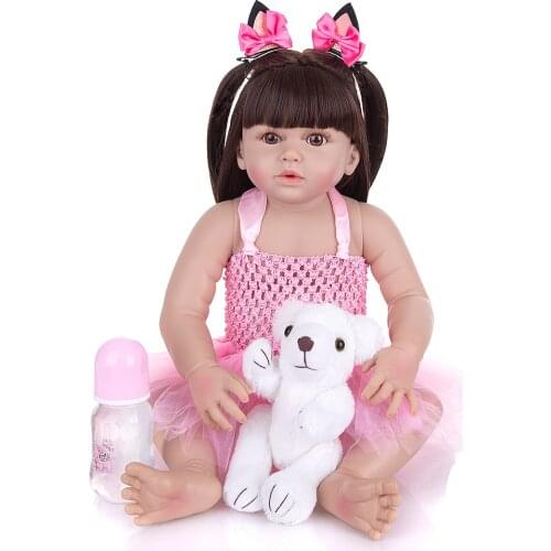 KEIUMI 57 CM Full Silicone Body Reborn Doll Babies Lifelike Princess Girl Newborn Dress Up Doll Bonecas For Childrens Day Gifts