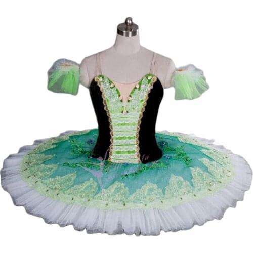 Adult Green White Classical Ballet Tutu Esmeralda Pancake Professional Ballet Tutus Dress Ballet Stage Costume for Women