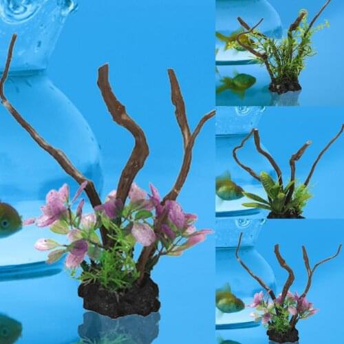 Colorful Fake Water Plants Safe Accessories Resin Simulation Driftwood Tree Root for Landscaping Water Tanks Supplies Decor