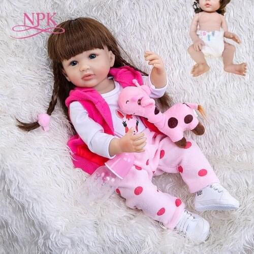 NPK 55CM Girl gift full body silicone reborn toddler girl doll lifelike real soft touch bath toy Anatomically Correct