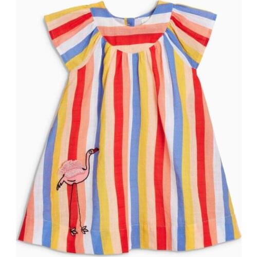 Little maven 2020 new summer baby girls clothes brand dress kids cotton colorful striped animal short sleeve dresses S0688