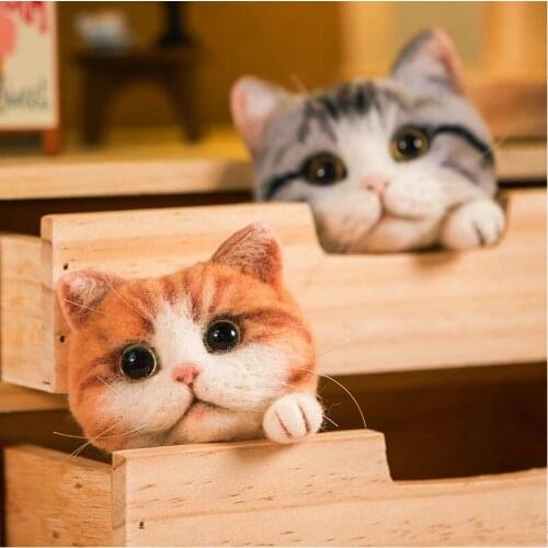 Cute Orange Cat Wool Needle Felting Kit Material Package Wool Felt DIY Craft Doll Poked Set Handcraft Gifts