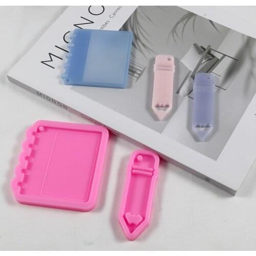 Crystal gutta percha mini notebook pencil jewelry Keychain pendant silicone mold