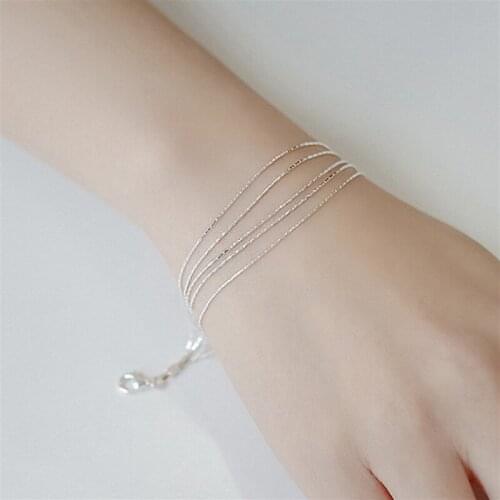 Minimalist 925 sterling silver Multi-layer Thin Bracelets for Women Jewelry Korean Chain Bracelet pulseira Accessories