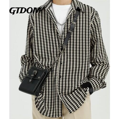GTDOM Men Vertical Stripe Shitr Floral Shirt Striped Single Breasted 2021 New Autumn and Winter Long Sleeved Shirt