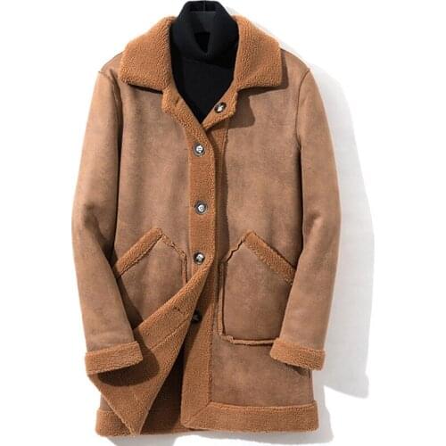 2020 European Style Mens Faux Fur Wind Coat Winter Plus Size 5XL Shearling Fur Jacket Men Windbreaker Oversized Trench Coat A862