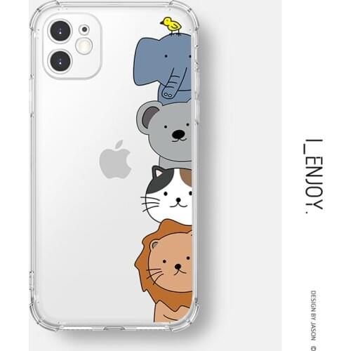 Official Original Transparent Soft Case for Apple iPhone 11 12 13 Pro MAX SE 2020 XR XS X 6 6s 7 8 Plus Shockproof Cute Phone Co