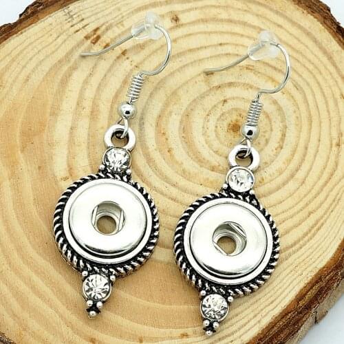 New JA0066 Fashion Beauty Simple Round crystal snap earrings pair fit 12mm snap buttons DIY earrings wholesale