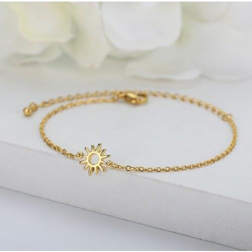Handmade Sun Bracelet Anklets For Women 12+7cm Chain Bracelets Stainless Steel Ankle Bracelet Jewelry Friends Couple Bracelet