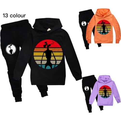 Fall 2021 New Girl Print Costume Set Childrens Long Sleeve Cartoon Hoodie Casual Suit for Boys 2-12 Years Old