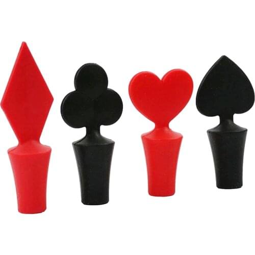 Poker Shape Silicone Beer Wine Cork Stopper Plug Bottle Cap Cover Seasoning Bottle Stopper Barware Bar Kitchen Tools Accessories
