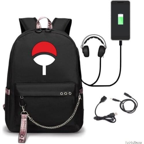 Anime Cosplay Usb Backpack Akatsuki Sharingan Student School Shoulder Bag Teentage Laptop Travel Rucksack