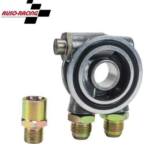 JDM OIL COOLER FILTER SANDWICH PLATE 3/4" 16-UNF With THERMOSTAT ADAPTOR (AN10) FITTINGS