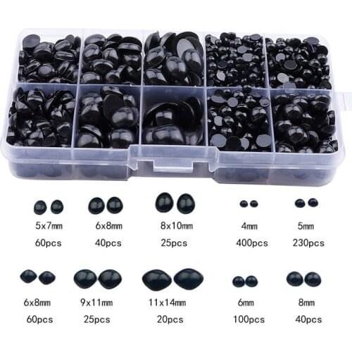 Mixed 1Box/1000pcs Animal Black Plastic Eyes And Nose for Toys Dolls Self-adhesive Googly Acrylic Diy Eyes for Crafts Stickers