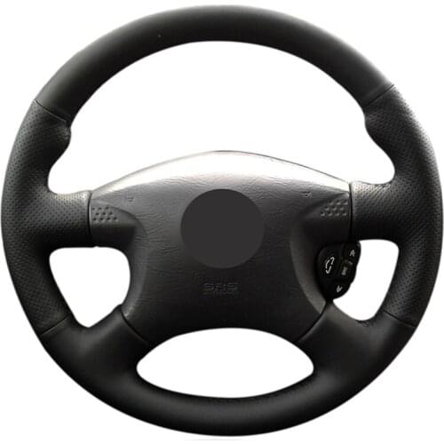 Hand-stitched Black Genuine Leather Car Steering Wheel Cover for Nissan Bluebird Sylphy Caravan Expert Pickup AD Serena Sunny