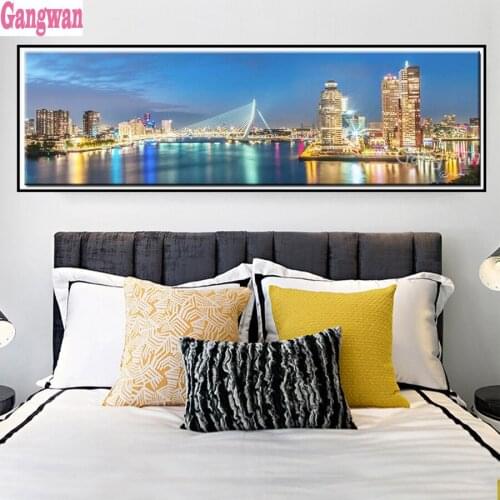 Rhinestone painting stitch cross diamond embroidery Bustling city night landscape diamond painting mosaic diamond full drill diy