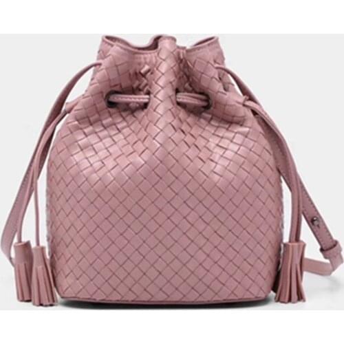 The single shoulder New pattern Bucket bag Genuine leather Sheepskin Womens The single shoulder bag Cylindrical package