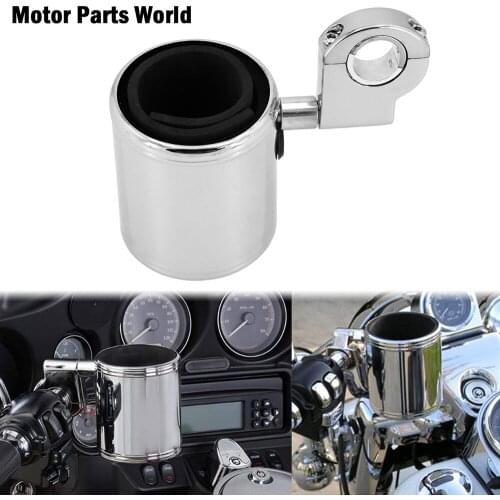 Universal Motorcycle Adjustable Cup Holder Chrome Handlebar Crash Bar Holder For Harley Softail Touring FLHX Dyna Sportster XL