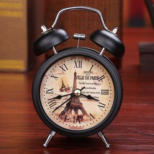 Vintage Bell Alarm Clock Silent Desk Table Bedroom Office Home Decor W/ Light Exquisite Decoration