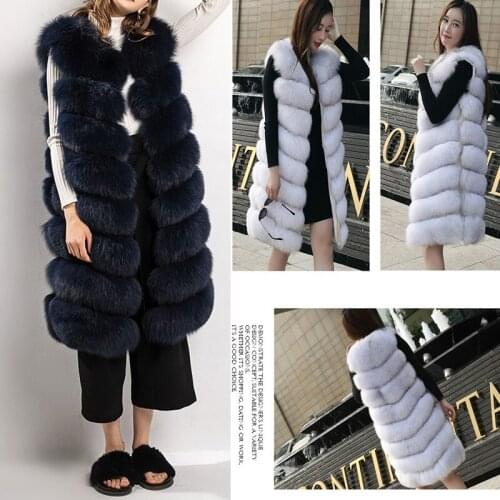Womens jacket 2020 fur jacket 90cm diagonal slim natural fox fur vest mid-length fox fur vest real fur jacket natural fur good