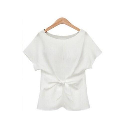 Lady Womens Loose Short Sleeve Cotton Casual Blouse Shirt Tunic Tops Blouse Solid Color Women Summer Clothing