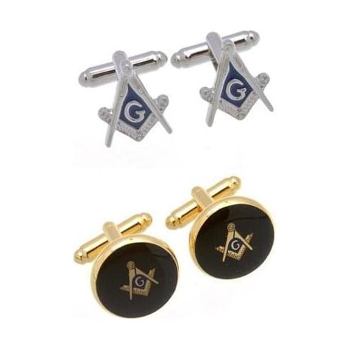 10pairs/lot Classic Freemason Cufflinks Gold/Silver Enamel Masonic G Logo Cuff Links Free Mason Mens Jewelry Accessory