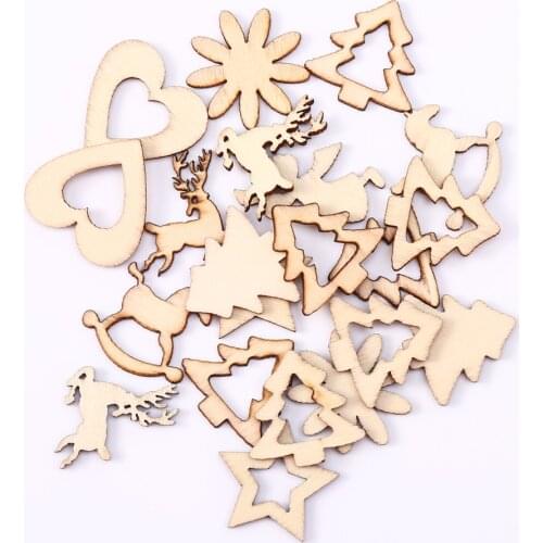 1000Pcs Natural Tree Snowflake Wooden Ornament Scrapbooking Embellishments Christmas Home Party Decor Wood Crafts 20-22mm