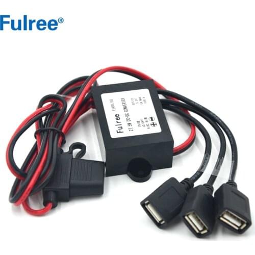3 Ports Triple USB Plug 12V 24V to 5.5V 5A DC DC Step Down Buck Power Converter Car Phone Charger Multiple Female Adapter