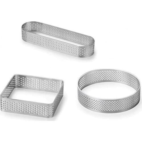 3 Pcs Tart Rings Kitchen Perforated Stainless Steel Baking Tool Mousse Mould Cake Mold for Dessert Shop Home Cafe