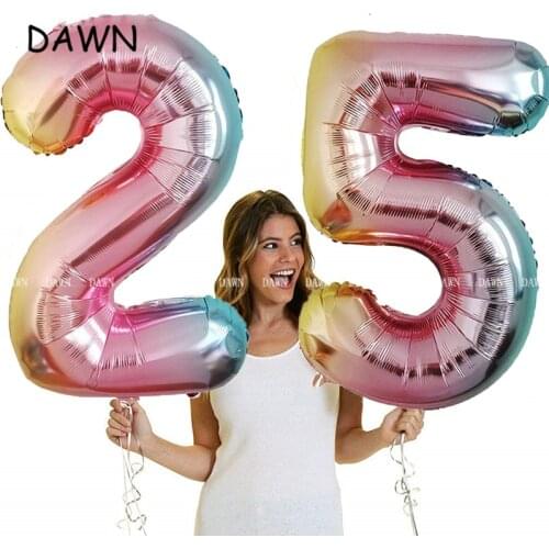 32inch Rainbow Number Balloons Gradient color Birthday Wedding Party Decoration Digital Balloon Number Air Ballon Globos