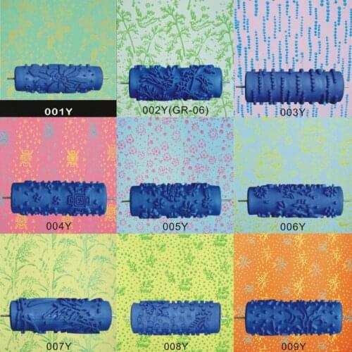 5\" Embossed Paint Roller Sleeve Wall Texture Stencil Brush Pattern Decor 025Y