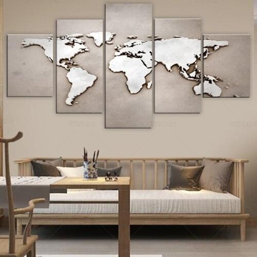 5 piece Landscape canvas painting picture Abstract world map poster living room wall home decoration painting prints wall art
