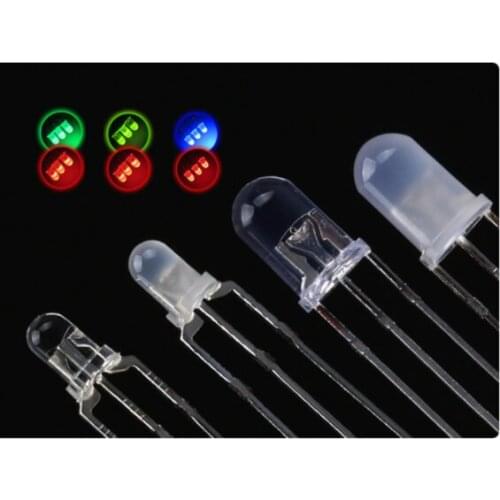 50pcs!!! 3mm 5mm LED lamp beads light-emitting diode indicator F3 F5 red, green and blue bi-color light-emitting diode