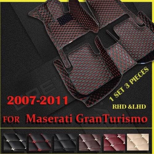 Leather Car floor mats for Maserati GranTurismo 2007 2008 2009 2010 2011 Custom auto foot Pads automobile carpet cover