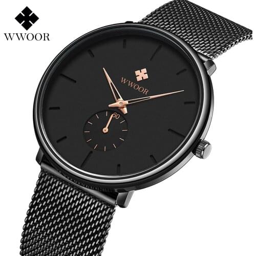 WWOOR New Fashion Leisure Men Watch Stainless Steel Army Military Sport Analog Quartz Wrist Watch Men Business Relogio Masculino