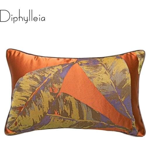 Diphylleia Loquat Leaves Jacquard Cushion Cover Elegant Design Luxury Craft Art Distinctively Pillow Case Coussin Decorating