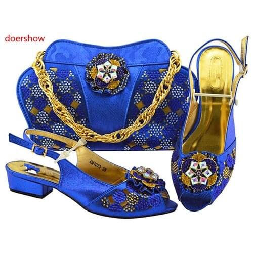 Doershow Fashion African shoe and bag set for party Italian shoe with matching bag new design lady matching shoe and bag!Sbf1-42