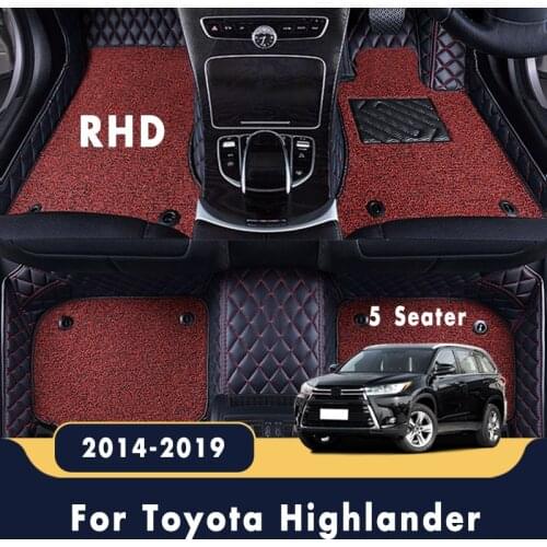 RHD Double Layer Wire Loop Car Floor Mats Carpets For Toyota Highlander XU50 Kluger 2019 2018 2017 2016 2015 2014 5 Seater