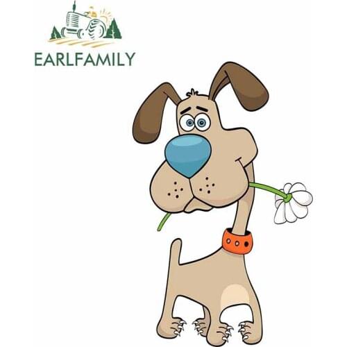 EARLFAMILY 13cm x 8.3cm Cute Dog 3D Decals Waterproof Funny Cartoon Vinyl Sticker JDM Car Laptop Car Stickers Car Accessories