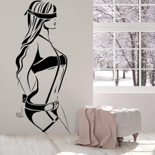 Art Wall Decal Chain Girl Handcuffs Submissive Sex Wall Stickers Home Decoration Bedroom Romantic Bathroom Window Adornment Y863