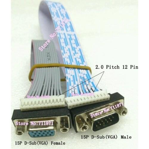 12P to 15P D-Sub Cable Line 12Pin to 15 Pin VGA Line Cable 15cm 30cm 12P to 15Pin VGA D-Sub Cable Line DIY Monitor TV Video line