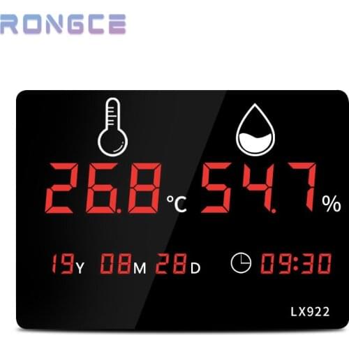 Room LED Digital Thermometer Hygrometer Wall-mounted Clock Outdoor Large Screen Display Instrument With Time And Date Display