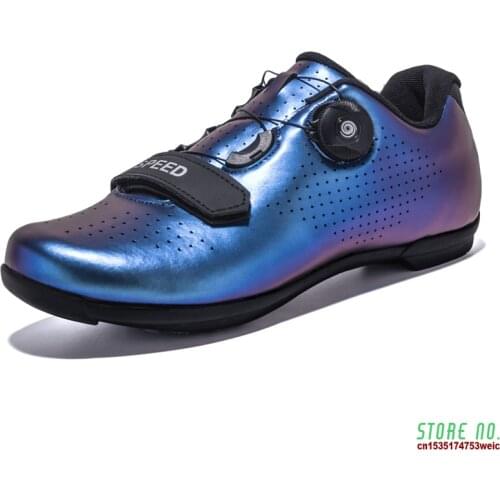 Unisex High Quality Road Cycling Shoes Women Breathable Rotating Button Bicycle Shoes Men Profession Athletic Sports Sneakers